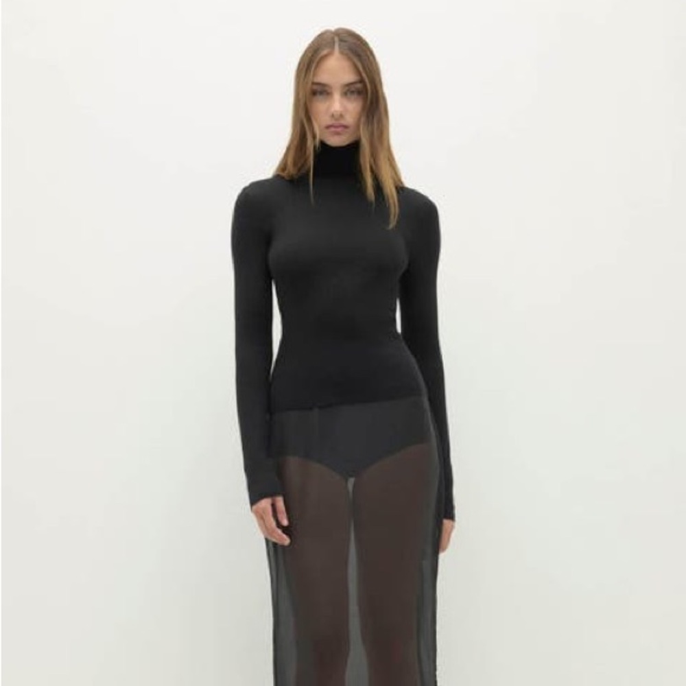 Naked Cashmere Rumer Fitted Cashmere Turtleneck Sweater Size XS Black